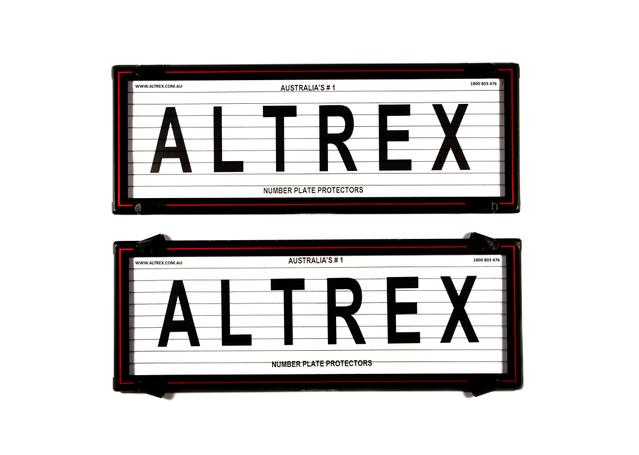 Altrex Number Plate Covers 6 Figure Black with Lines and Red Border