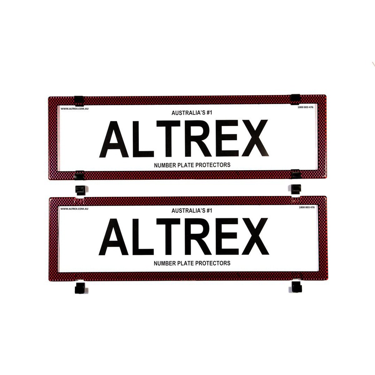 Altrex Number Plate Cover 6 Figure Red Carbon Fibre Without Lines Dual Slimline