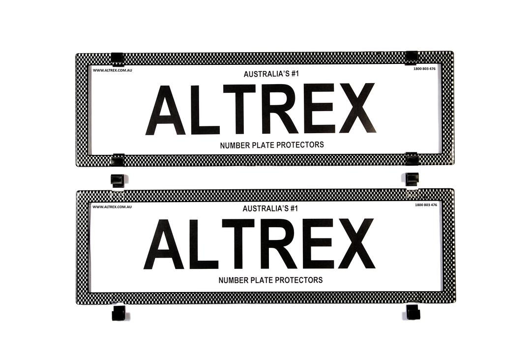 Altrex Number Plate Cover 6 Figure Silver Carbon Fibre Without Lines Dual Slimline