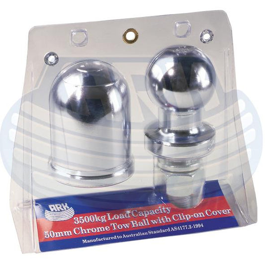 Ark Tow Ball & Cover 50mm 3.5T Chrome CCB50