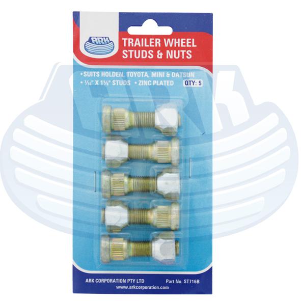 Ark 7/16in Wheel Stud & Nut Set Of 5 ST716B