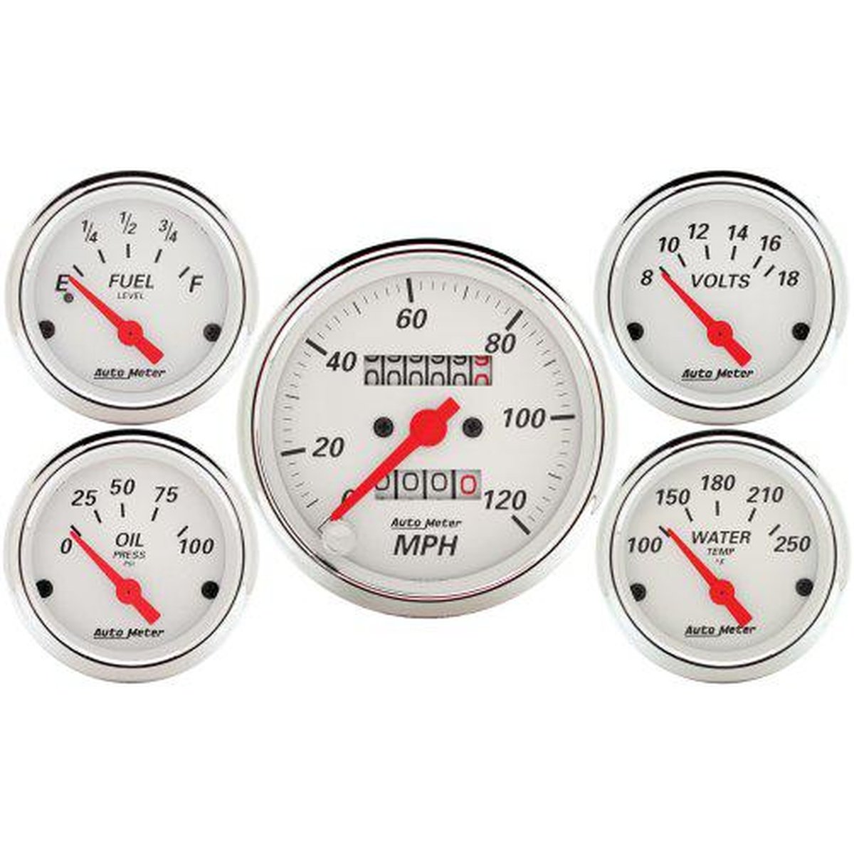 Autometer Arctic White 5 Piece Gauge Kit AU1300