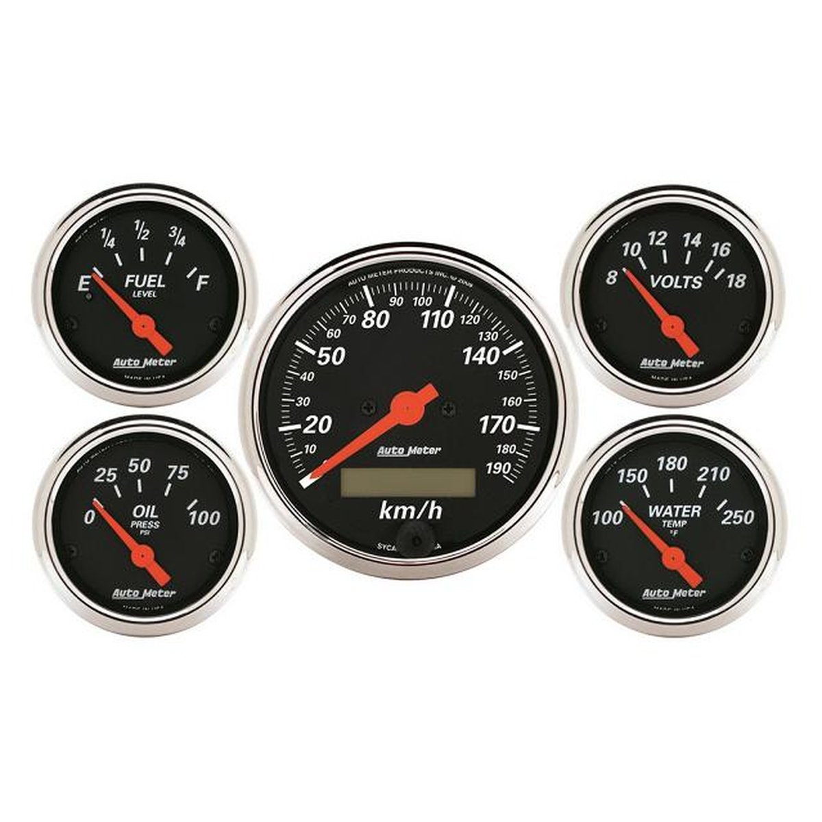 Autometer Designer Black 3-1/8in 5 Piece Gauge Kit AU1421-M