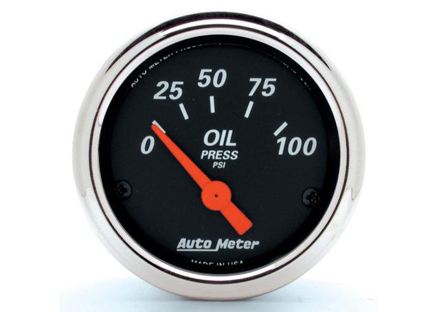 Autometer Designer Black 2-1/16in Oil Pressure Gauge 0-100PSI Short Sweep Electric AU1426