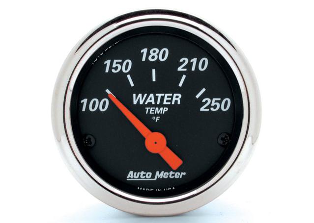 Autometer Designer Black 2-1/16in Water Temp Gauge 100-250F Short Sweep Electric AU1436