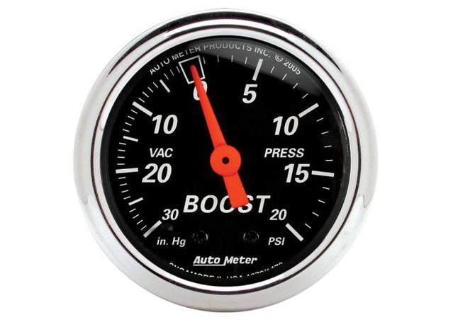 Autometer Designer Black 2-1/16in Boost Vacuum Gauge 30in/Hg 20PSI Mechanical AU1471