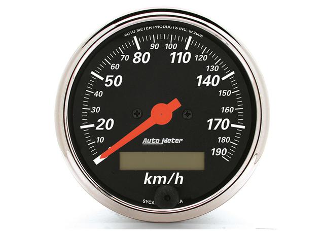 Autometer Designer Black 3-1/8in Speedometer 190KPH AU1487-M