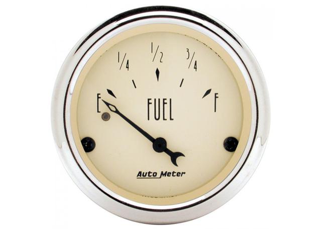Autometer Antique Beige 2-1/16in Fuel Level Gauge 0-30 Ohms Short Sweep Electric AU1818
