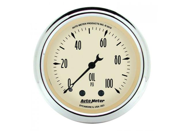 Autometer Antique Beige 2-1/16in Oil Pressure Gauge 0-100PSI Mechanical AU1821