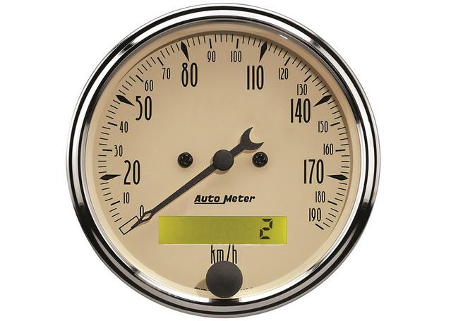 Autometer Antique Beige 3-1/8in Speedometer 190KPH AU1887-M