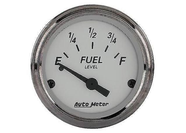 Autometer Silver 2-1/16in Fuel Level Gauge 0-90 Ohms Short Sweep Electric AU1904