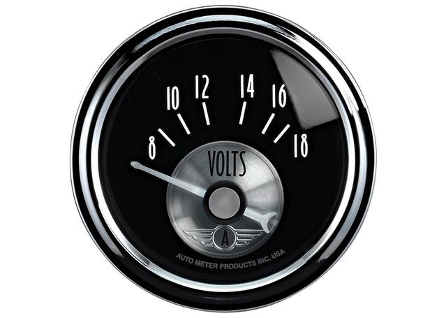 Autometer Black Diamond 2-1/16in Voltmeter 8-18V Full Sweep Electric AU2093