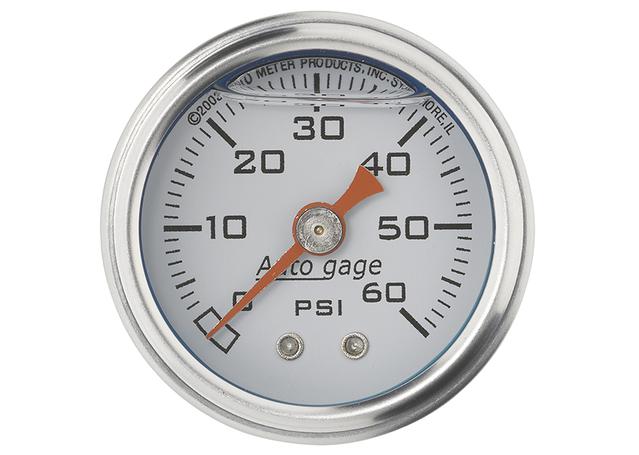 Autometer 1-1/2in Fuel Pressure Gauge Liquid Filled White AU2176