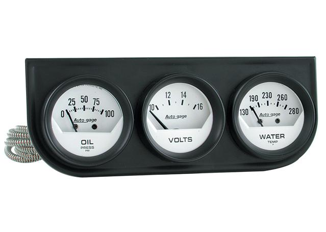 Autometer Auto Gauge 2-1/16in 3 Gauge Console Oil Volts Water Temp Black AU2324