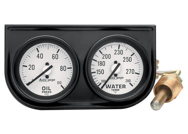 Autometer Auto Gauge 2-1/16in 2 Gauge Console Oil Water Black AU2326