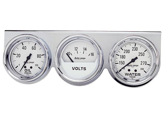 Autometer Auto Gauge 2-5/8in 3 Gauge Console Oil Volts Water Chrome AU2329