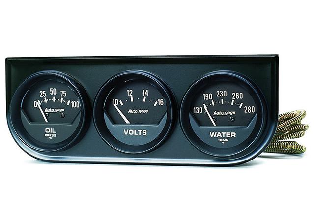 Autometer Auto Gauge 2in 3 Gauge Console Oil Volts Water Temp Black AU2348