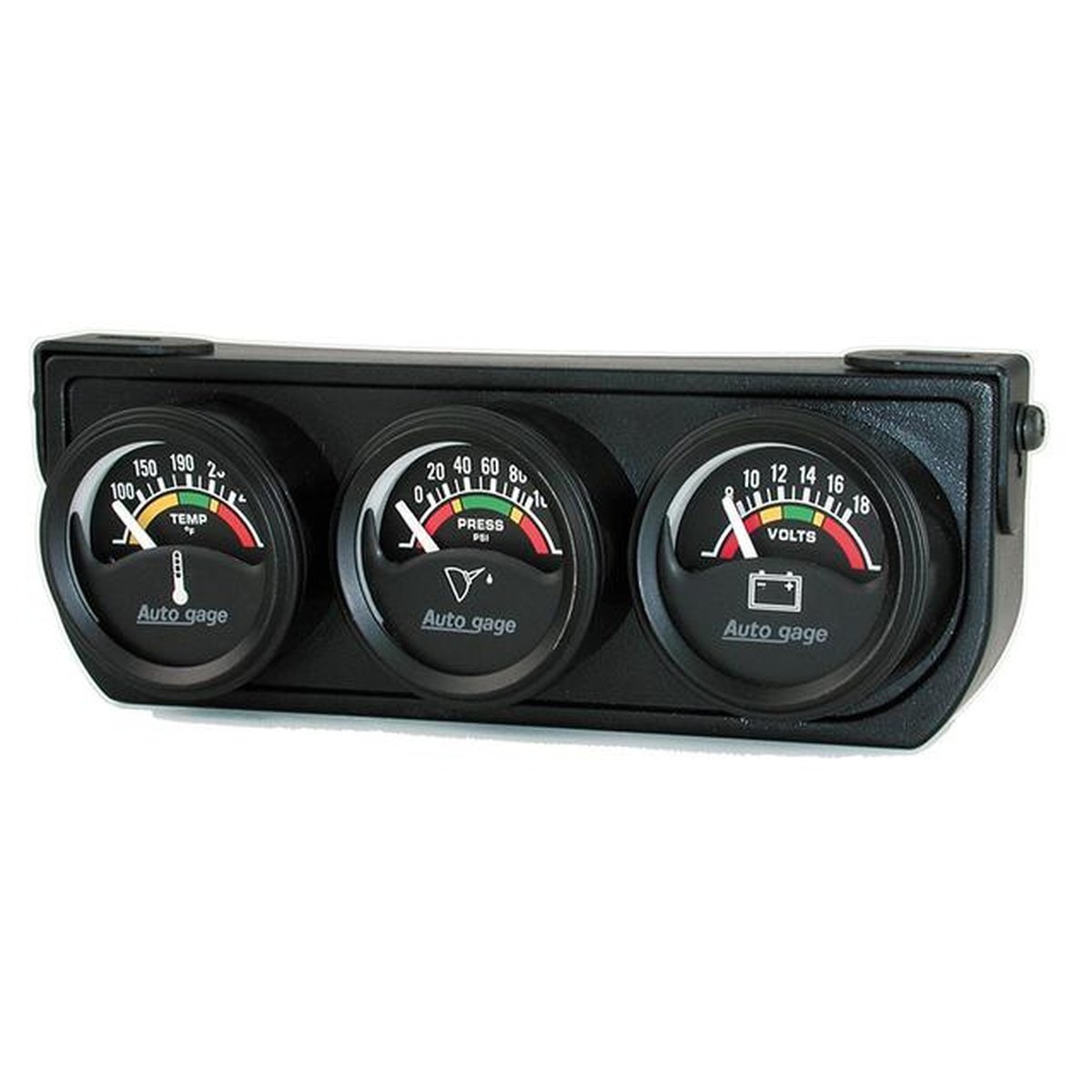 Autometer 1-1/2in 3 Gauge Console Oil Volt Water Black AU2391