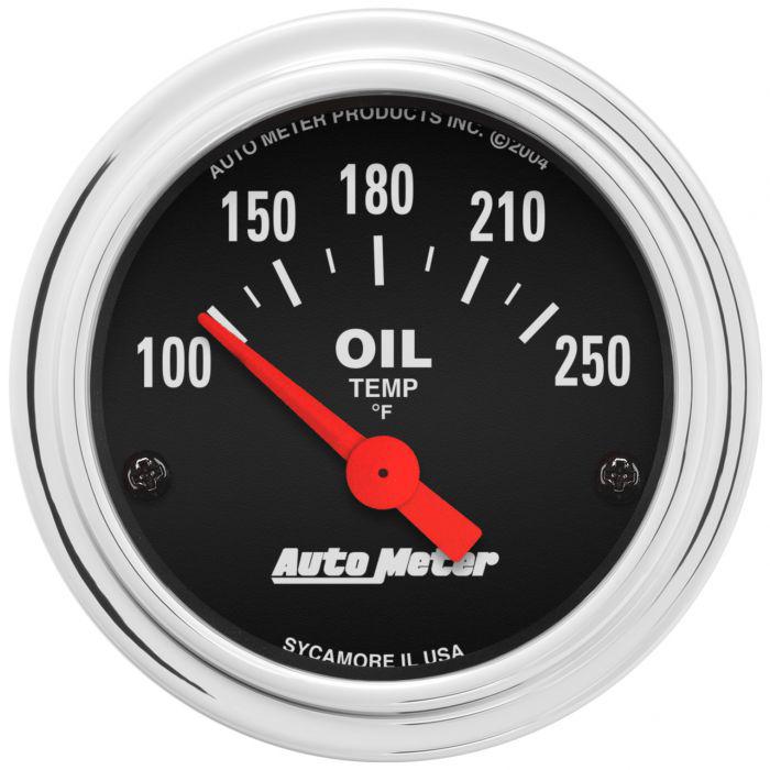 Autometer Trad Chrome 2-1/16in Oil Temp Gauge 100-250F Short Sweep Electric AU2542