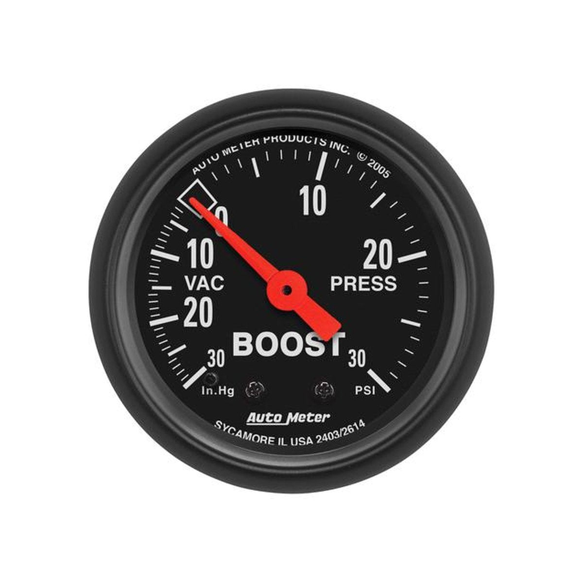 Autometer Z-Series 2-1/16in Boost/Vacuum Gauge 30in/Hg 30PSI Mechanical AU2614