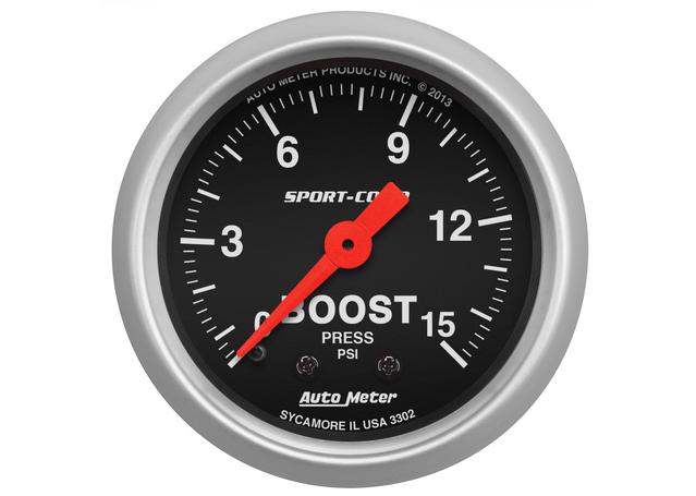Autometer Sport-Comp 2-1/16in Boost Gauge 0-15 PSI Mechanical AU3302