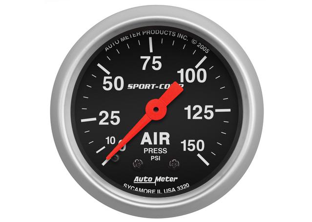 Autometer Sport-Comp 2-1/16in Air Pressure Gauge 0-150 PSI Mechanical AU3320