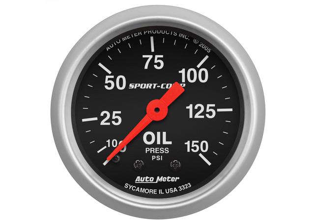 Autometer Sport-Comp 2-1/16in Oil Pressure Gauge 0-150 PSI Mechanical AU3323