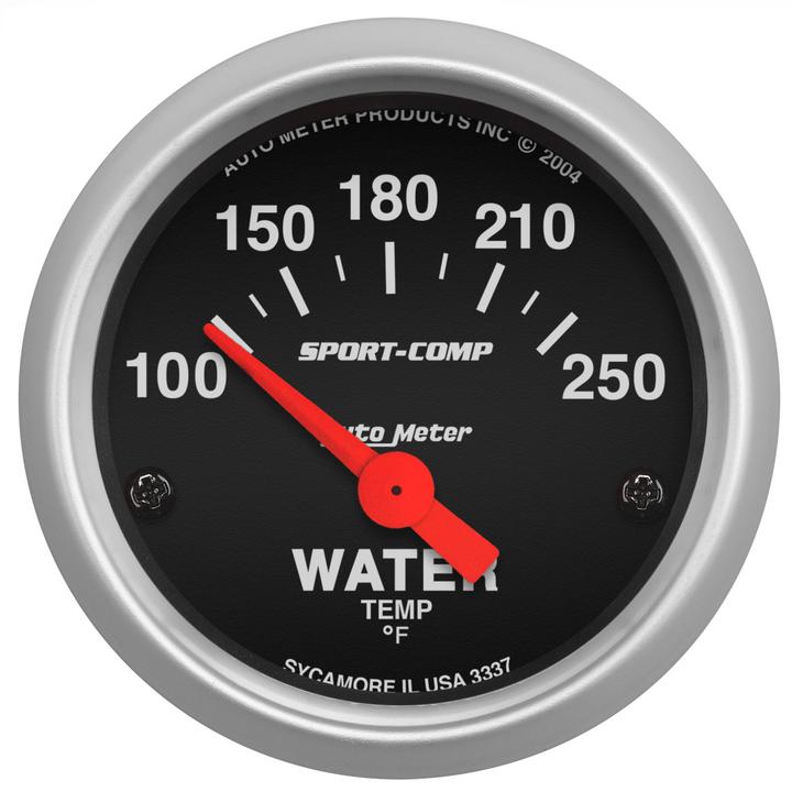 Autometer Sport-Comp 2-1/16in Water Temp Gauge 100-250F Short Sweep Electric AU3337