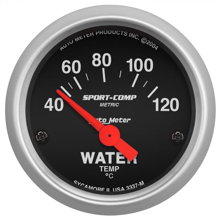 Autometer Sport-Comp 2-1/16in Water Temp Gauge 40-120C Short Sweep Electric AU3337-M