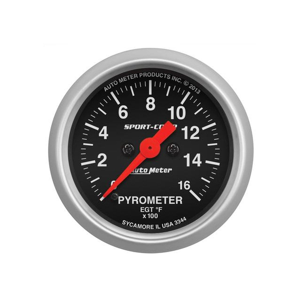 Autometer Sport-Comp 2-1/16in Pyrometer Gauge 0-1600F Full Sweep Electric AU3344
