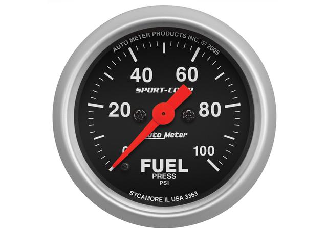 Autometer Sport-Comp 2-1/16in Fuel Pressure Gauge 0-100 PSI Full Sweep Electric AU3363