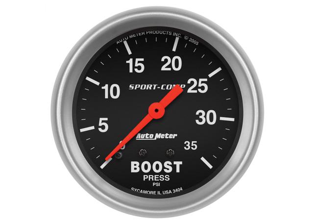 Autometer Sport-Comp 2-5/8in Boost Gauge 0-35 PSI Mechanical AU3404