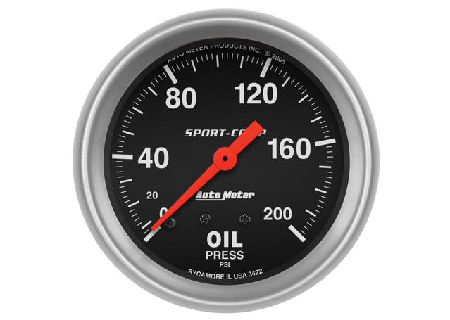Autometer Sport-Comp 2-5/8in Oil Pressure Gauge 0-200 PSI Mechanical AU3422