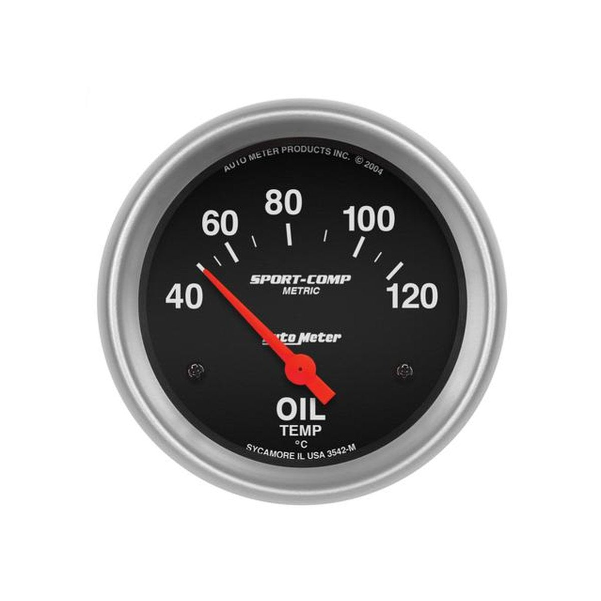 Autometer Sport-Comp 2-5/8in Oil Temp Gauge 40-120C Short Sweep Electric AU3542-M