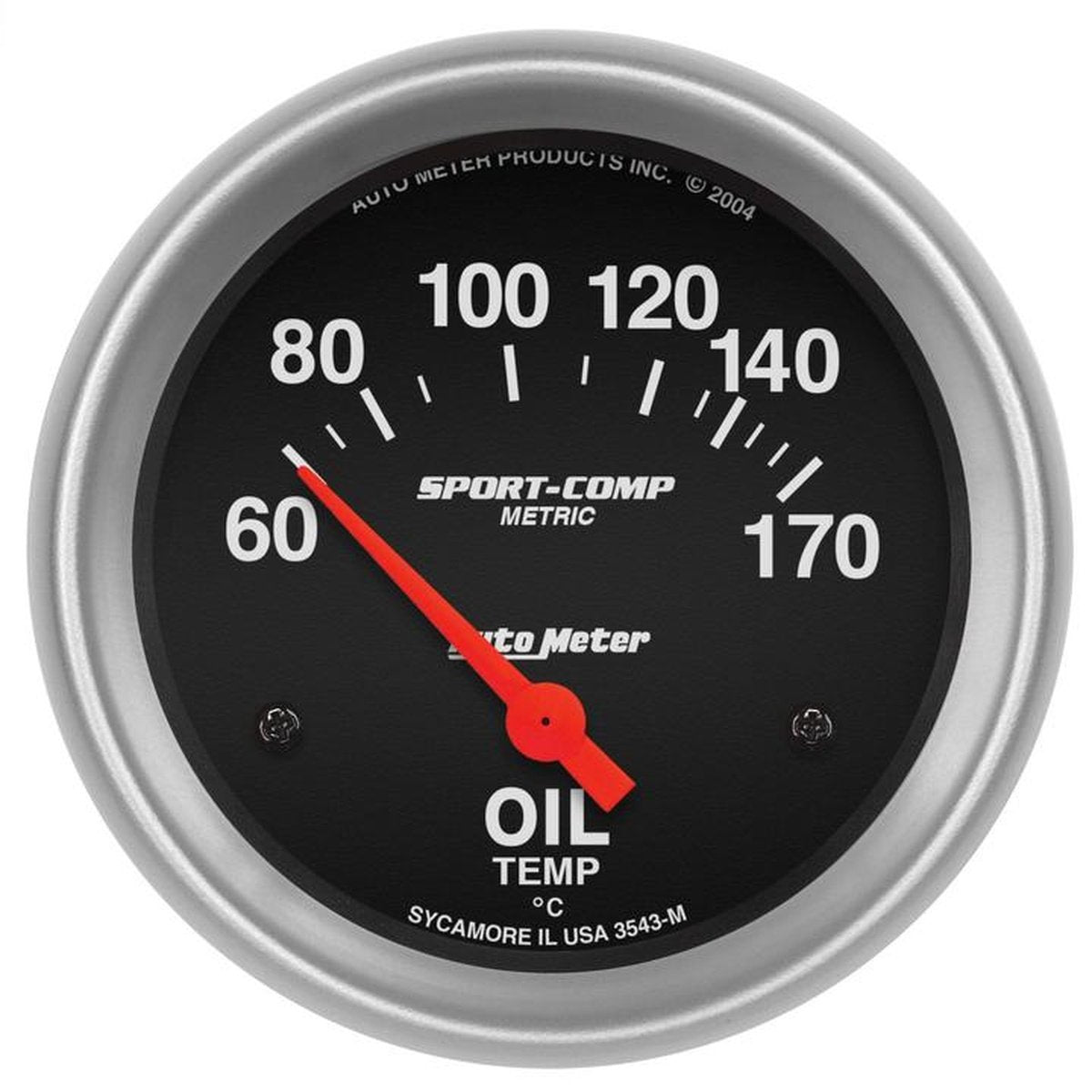 Autometer Sport-Comp 2-5/8in Oil Temp Gauge 60-170C Short Sweep Electric AU3543-M