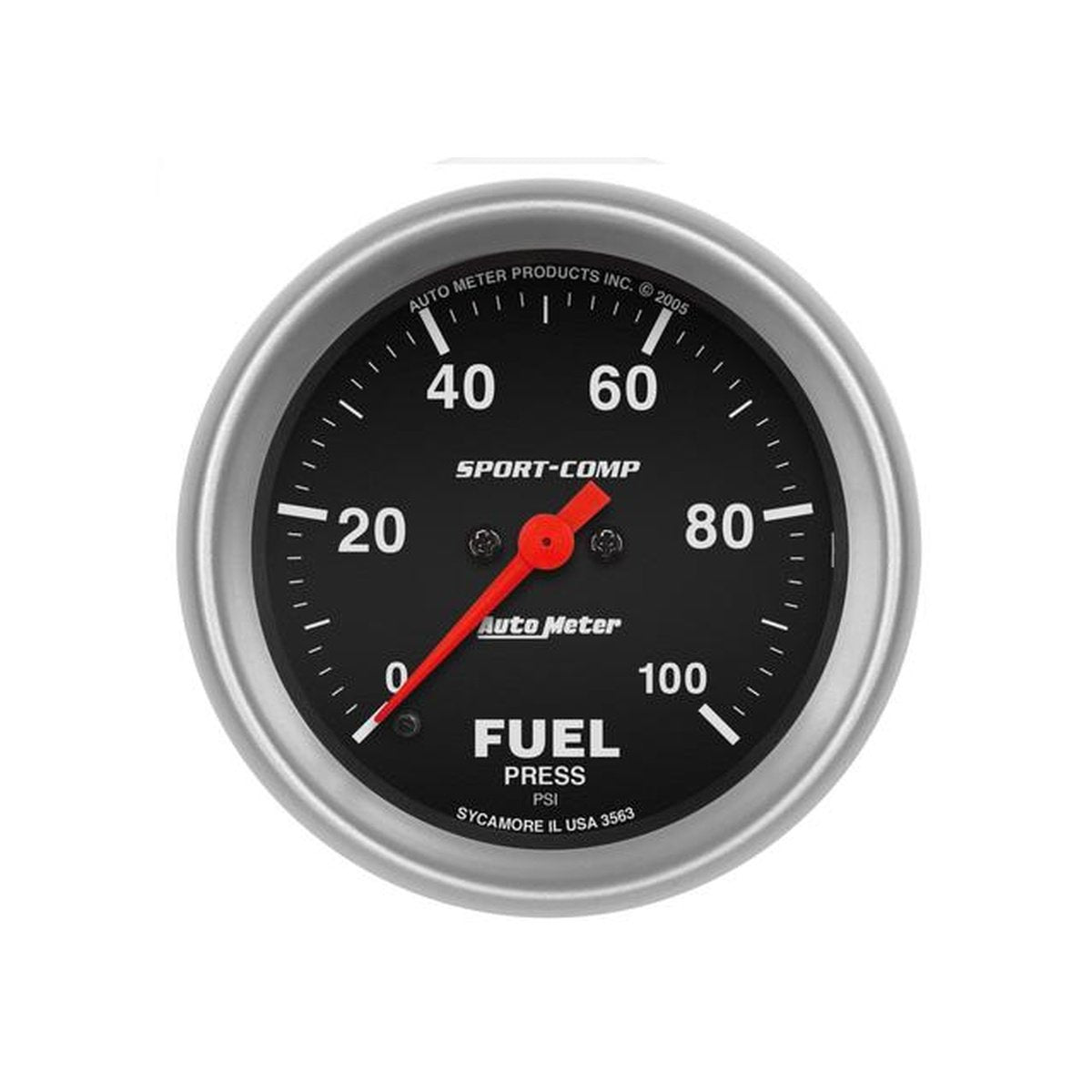 Autometer Sport-Comp 2-5/8in Fuel Pressure Gauge 0-100 PSI Full Sweep Electric AU3563