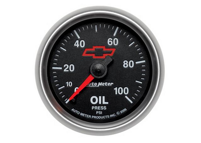 Autometer Chevy Bowtie 2-1/16in Oil Pressure Gauge 0-100PSI Mechanical AU3621-00406