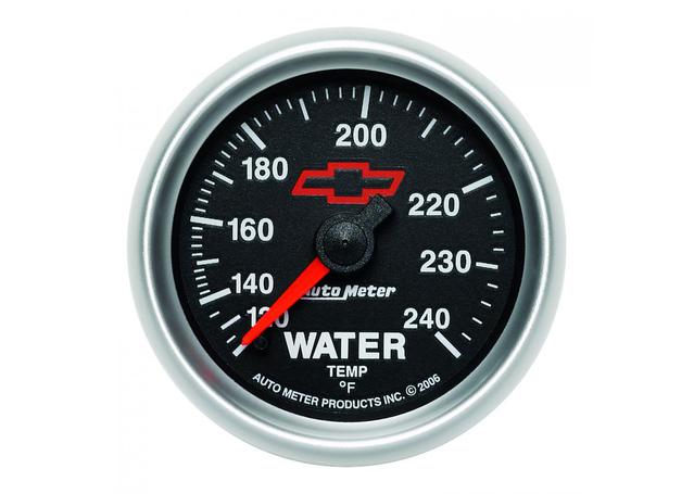 Autometer GM Bowtie Black 2-1/16in Water Temp Gauge 120-240F Mechanical AU3632-00406