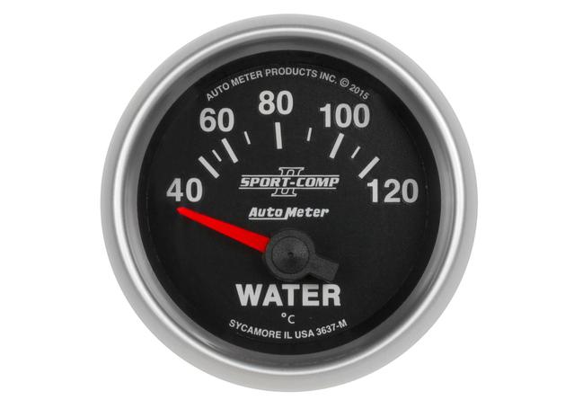Autometer Sport-Comp II 2-1/16in Water Temp Gauge 40-120C Short Sweep Electric AU3637-M