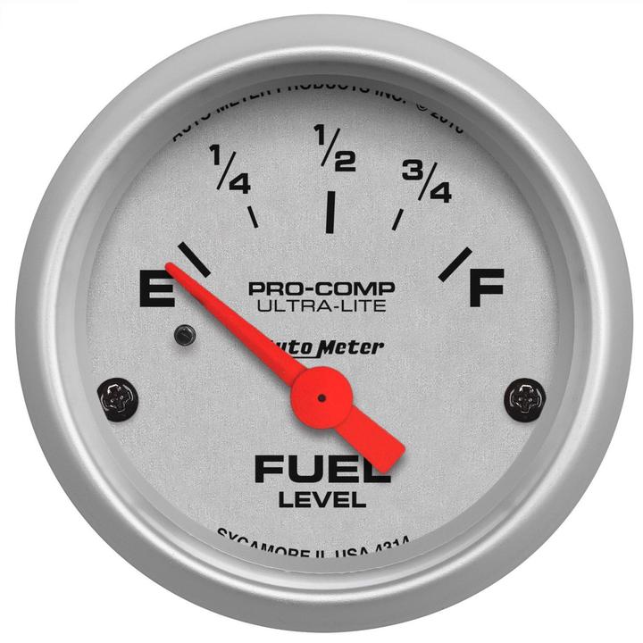 Autometer Ultra-Lite 2-1/16in Fuel Level Gauge 0-90 Ohm Short Sweep Electric AU4314