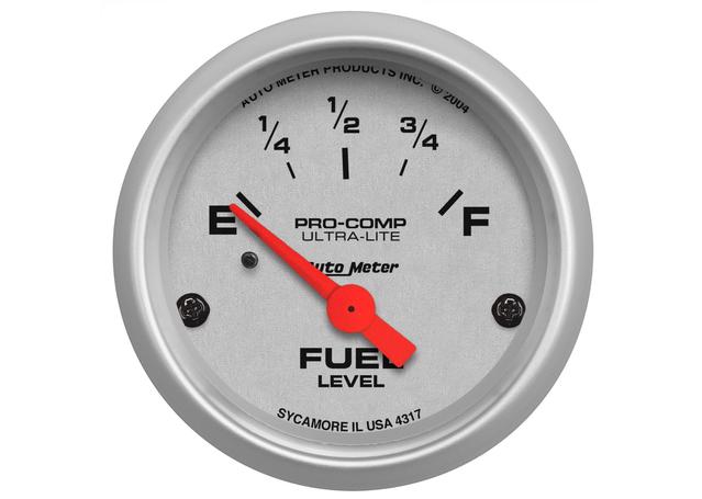 Autometer Ultra-Lite 2-1/16in Fuel Level Gauge 0-30 Ohm Short Sweep Electric AU4317