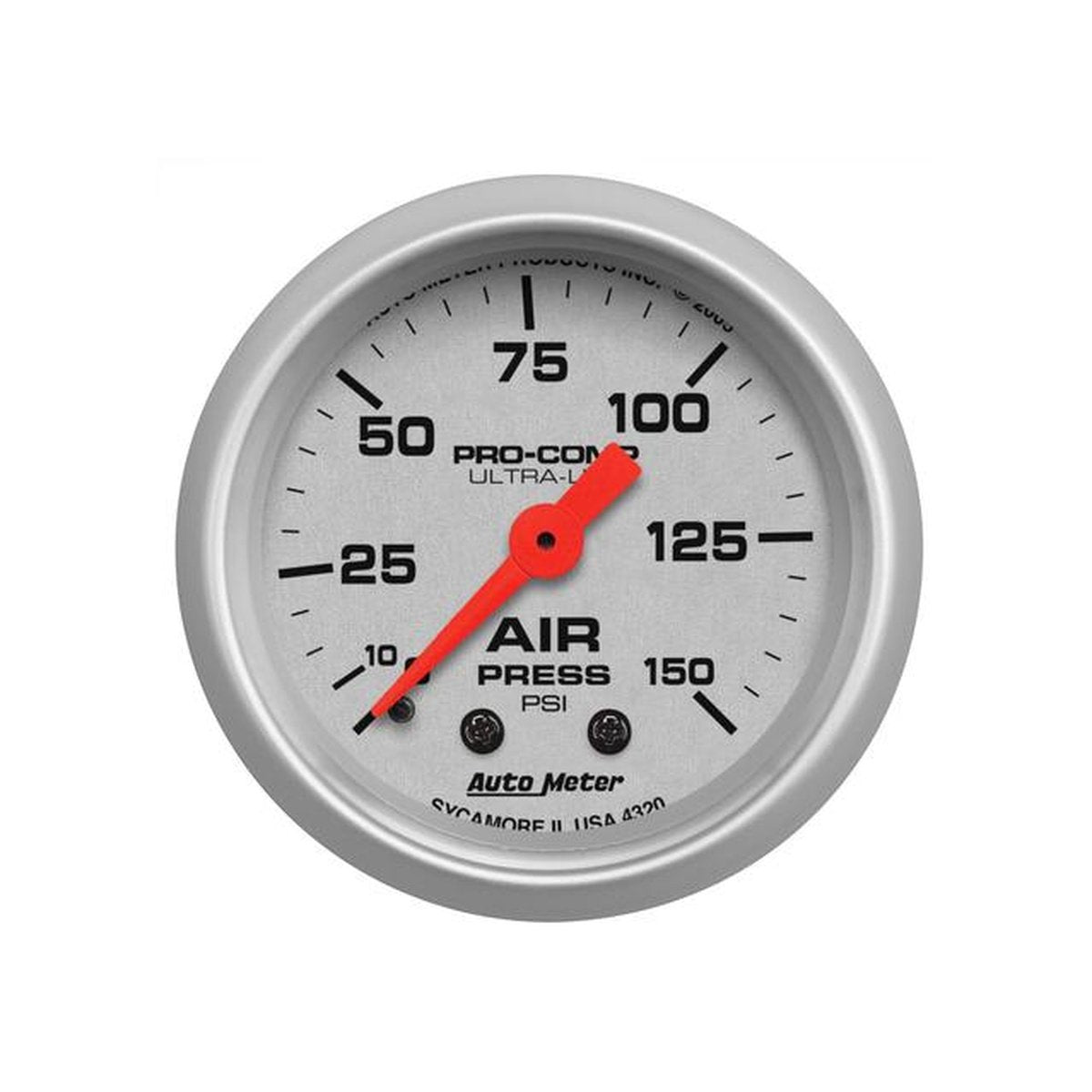 Autometer Ultra-Lite 2-1/16in Air Pressure Gauge 0-150 PSI Mechanical AU4320