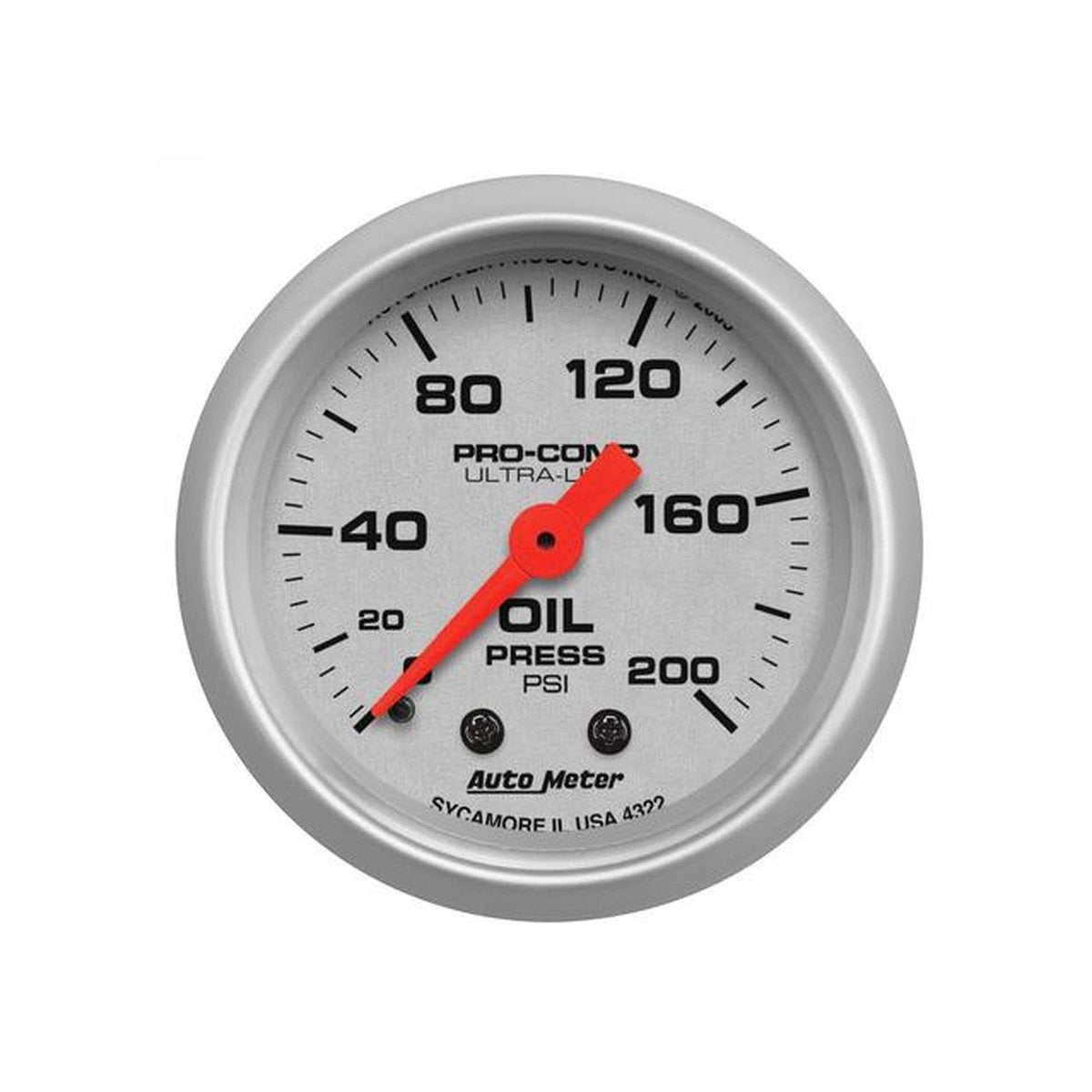 Autometer Ultra-Lite 2-1/16in Oil Pressure Gauge 0-200 PSI Mechanical AU4322