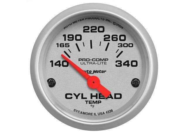 Autometer Ultra-Lite 2-1/16in Cylinder Head Temp Gauge 140-340F Short Sweep Electric AU4336