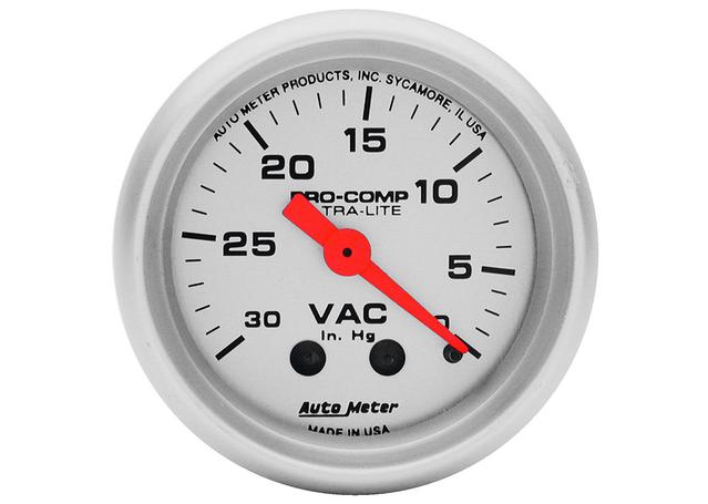 Autometer Ultra Lite 2-1/16in Vacuum Gauge 30in/Hg Full Sweep Electric AU4384