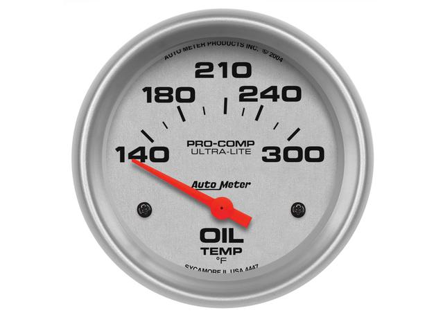 Autometer Ultra-Lite 2-5/8in Oil Temp Gauge 140-300F Short Sweep Electric AU4447