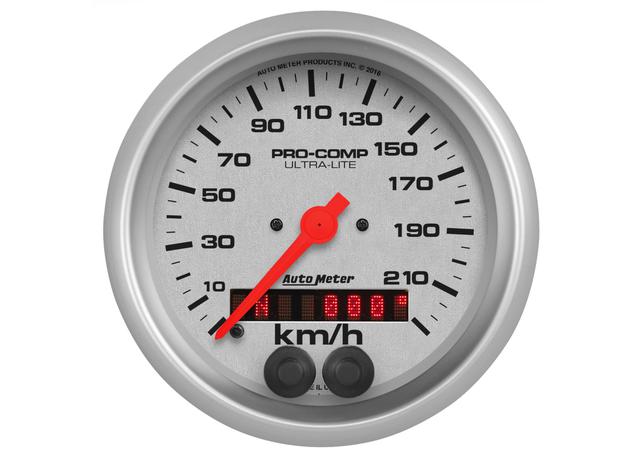 Autometer Ultra-Lite 3-3/8in Speedo Gauge 225KPH Internal GPS Antenna AU4480-M