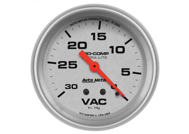 Autometer Ultra-Lite 2-5/8in Vacuum Gauge 0-30in/Hg Mechanical AU4484