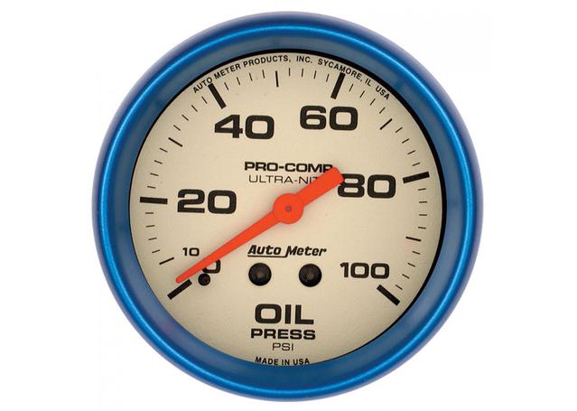 Autometer Ultra Nite 2-5/8in Oil Pressure Gauge 0-100PSI Mechanical AU4521
