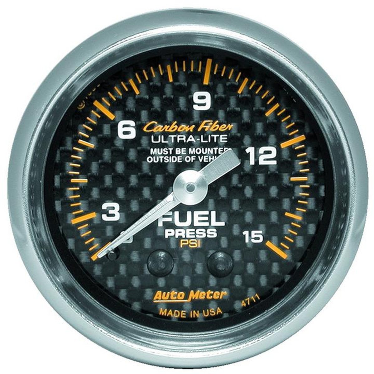Autometer Carbon Fiber 2-1/16in Fuel Pressure Gauge 0-15PSI Mechanical AU4711